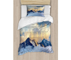 Snowy and Cloudy Peak Duvet Cover Set