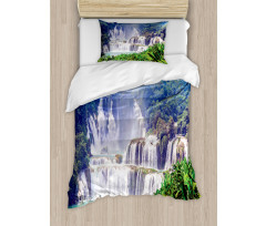 Waterfall Tropical Plant Duvet Cover Set
