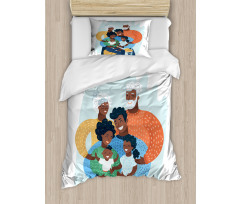 Happy Family Scene Duvet Cover Set