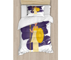 Calligraphic Lady in Armour Duvet Cover Set