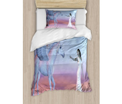 Dreamy Lady and Angel Horse Duvet Cover Set