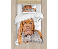 Sad Bordeaux and Kitten Duvet Cover Set