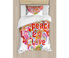 Hippie Floral Heart Sign Duvet Cover Set