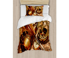 Compass Goose Quill Pen Duvet Cover Set