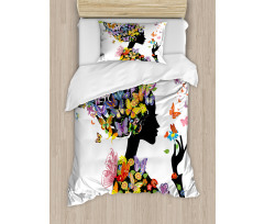 Flowers with Butterfly Duvet Cover Set