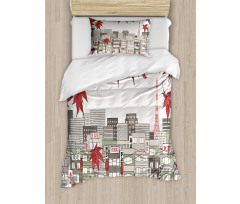 Japanese City Art Panorama Duvet Cover Set