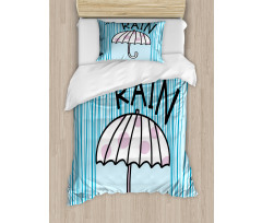 Hello Rain Wording Umbrella Duvet Cover Set