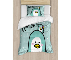 Mom and Baby Penguins Duvet Cover Set