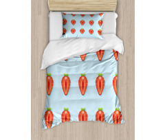 Symmetric Halved Strawberry Duvet Cover Set