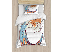 Surfing Giant Ocean Wave Art Duvet Cover Set