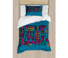 Love Wording in Hip Style Duvet Cover Set