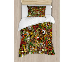 Doodle Style Art Bingo Duvet Cover Set