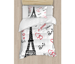 Eiffel Tower Paris Duvet Cover Set