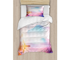 Ombre Tropical Landscape Duvet Cover Set