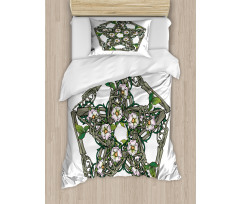 Skeleton Bones and Flowers Duvet Cover Set