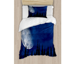 Forest Night Silhouette Duvet Cover Set