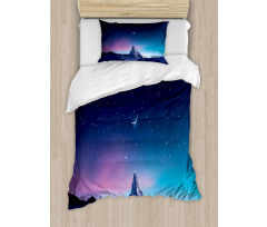 Aurora Borealis Mountain Duvet Cover Set