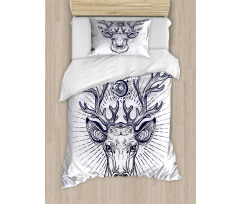 Reindeer Head Sketch Duvet Cover Set