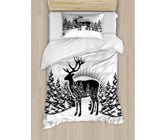 Reindeer Spruce Forest Duvet Cover Set