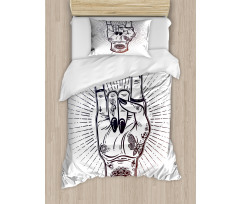 Tattooed Hand Raised Duvet Cover Set