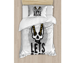 Human Skull Guitar Duvet Cover Set