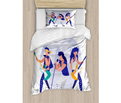 Band Playing Guitars Duvet Cover Set