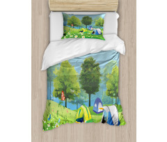 Tents in Spring Forest Duvet Cover Set