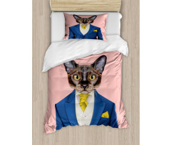 Whimsical Portrait of a Cat Duvet Cover Set