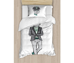 Modern Bohemian Bulldog Art Duvet Cover Set