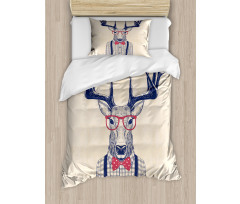 Humorous Deer with Jazz Bow Duvet Cover Set