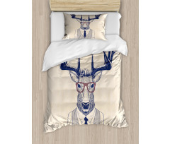 Humanized Manly Deer Art Duvet Cover Set