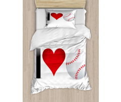 I Love Baseball Heart Duvet Cover Set