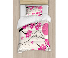 Japan Sakura and Hill Duvet Cover Set