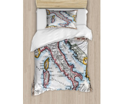 Old Italy Map Duvet Cover Set