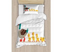 Mother Duck Babies Row Duvet Cover Set