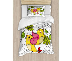 Love Avian Floral Art Duvet Cover Set