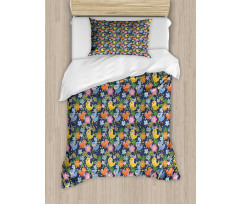 Avian Animal Spring Flowers Duvet Cover Set