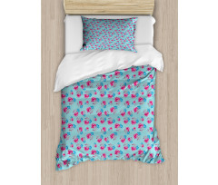 Bicolour Summer Roses Duvet Cover Set