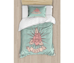 Vintage Rose and Love Duvet Cover Set