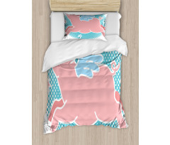 Happy Flying Pig Art Duvet Cover Set