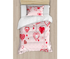 Contour Hearts Lines Duvet Cover Set