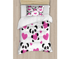 Love Pandas Hearts Duvet Cover Set