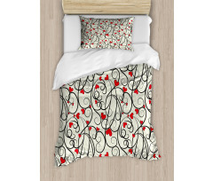 Wave Floral Heart Swirls Duvet Cover Set