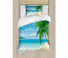 Palm Tree Calm Ocean Duvet Cover Set