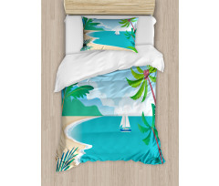 Cartoon Tropic Coast Duvet Cover Set