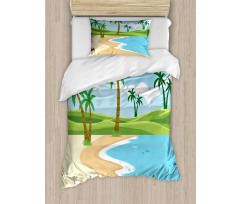 Coast with Grass Palm Duvet Cover Set