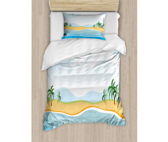 Ocean Palms Panorama Duvet Cover Set