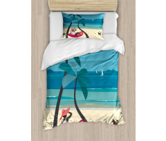 Girl on Hammock Palms Duvet Cover Set