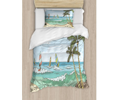 Windsurfing Sketch Duvet Cover Set