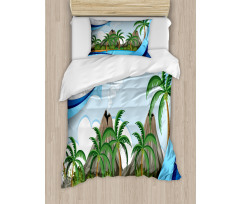 Exotic Volcano Island Duvet Cover Set